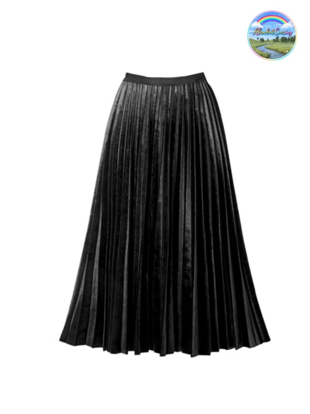 Pleated High Waist Flowy Midi Skirt Velvet Wrinkle Resistant A-Line